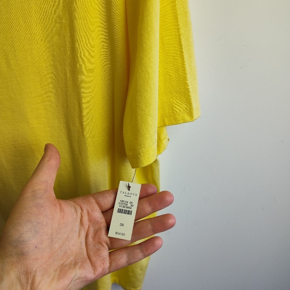 New Talbots Yellow Scalloped Neck T-shirt pima cotton spring summer new 3X - Picture 3 of 11